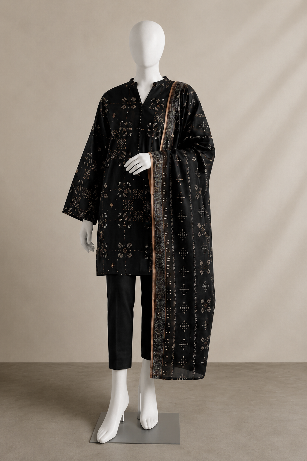 BLACK-BRANDED 3 PIECE WOMEN DRESS