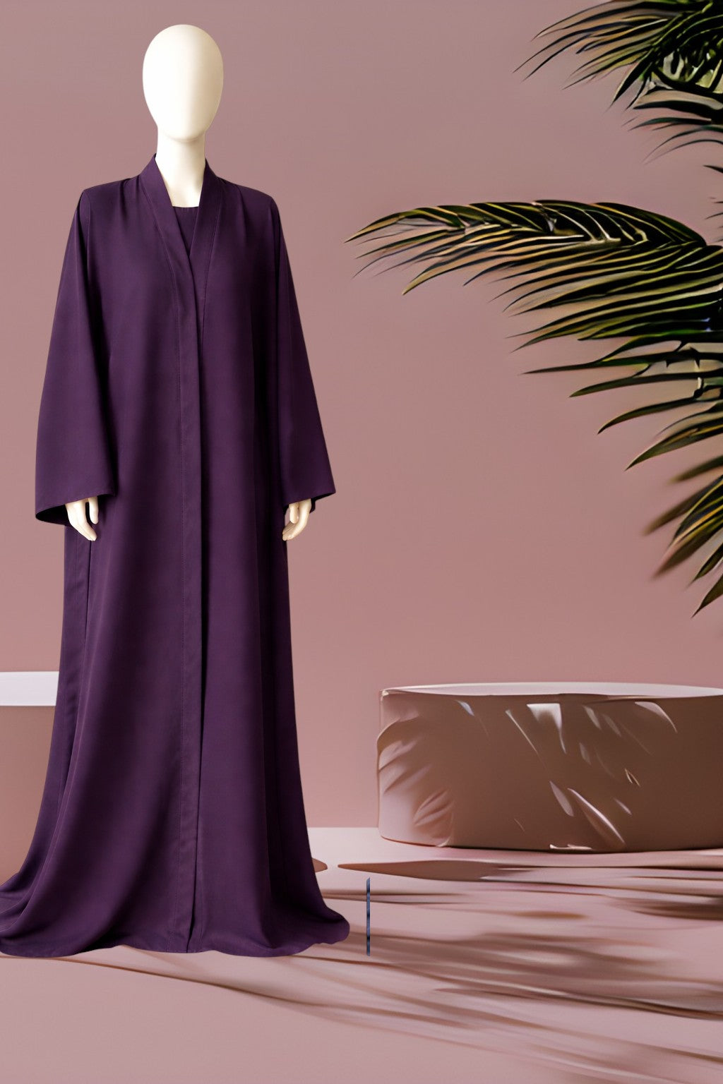 Elegant plain-front open abaya