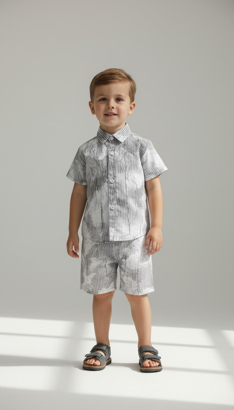 Boys Short Sleeve Shirt and Shorts Matching Set