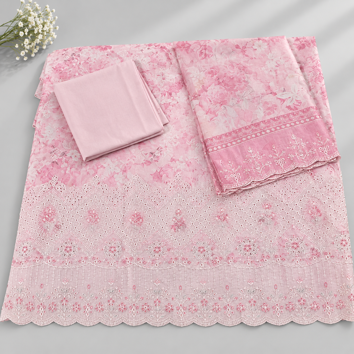 Embroidered Floral BLUSH PINK-Bin saeed