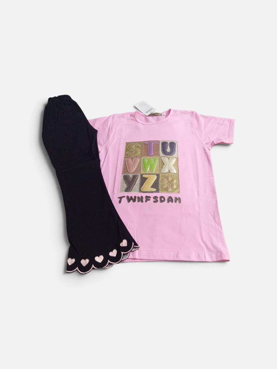 Girls Casual Graphic T-Shirt And Flared Trousers Set