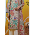 AllurifyYou three-piece lawn suit featuring a floral botanical print in pastel and earthy tones with border detailing.