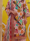AllurifyYou floral printed lawn kurti featuring a multi-coloured abstract pattern and intricate sleeve detailing.
