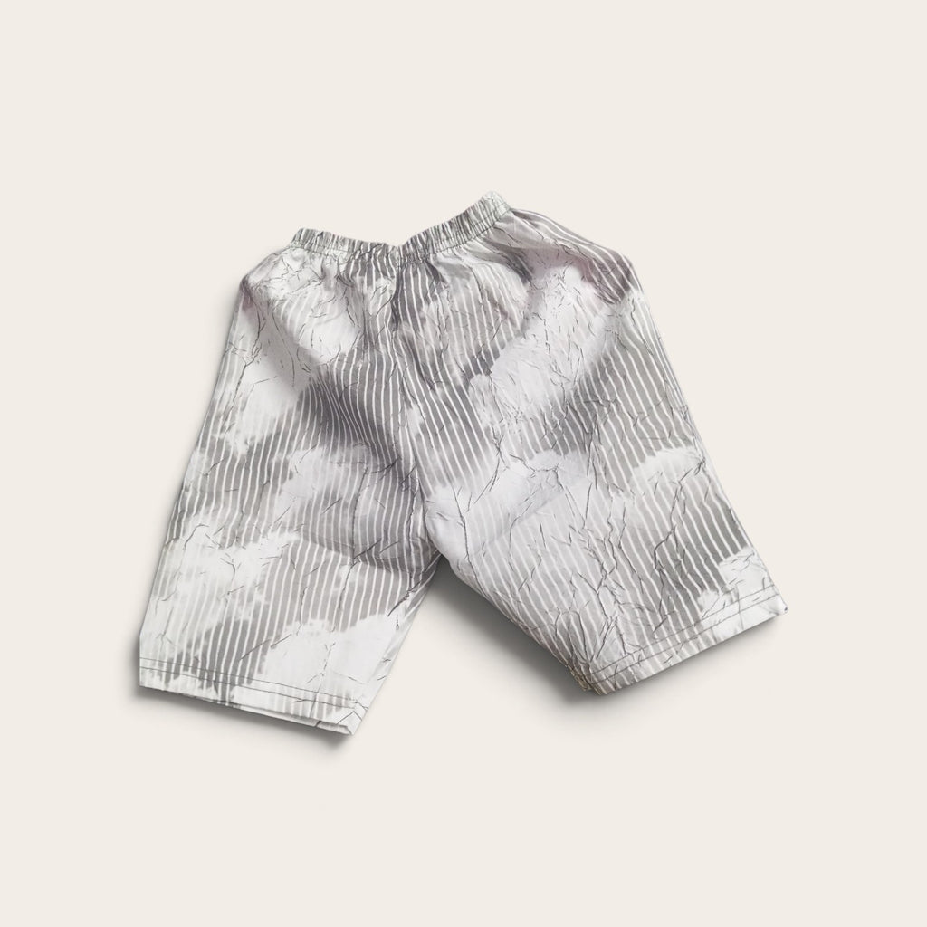 AllurifyYou grey and white abstract print casual shorts with a comfortable elasticated waistband in lightweight fabric.
