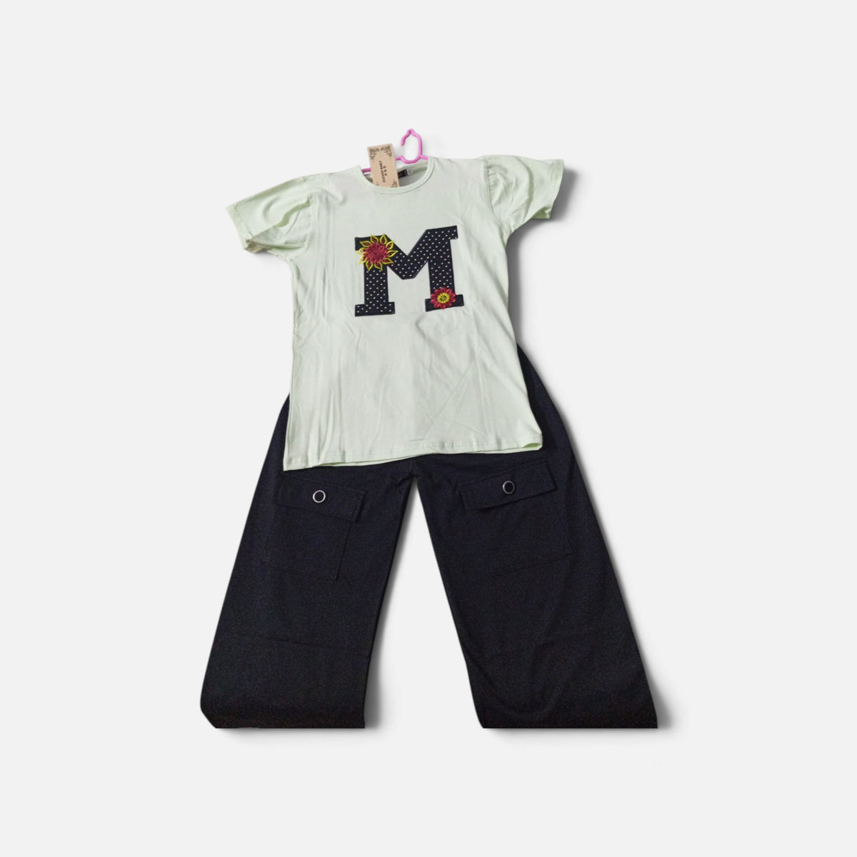 Girls Casual Graphic T-Shirt and Cargo Trousers Set
